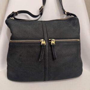 Vintage Fossil Erin Black Cowhide Leather Crossbody Bag
